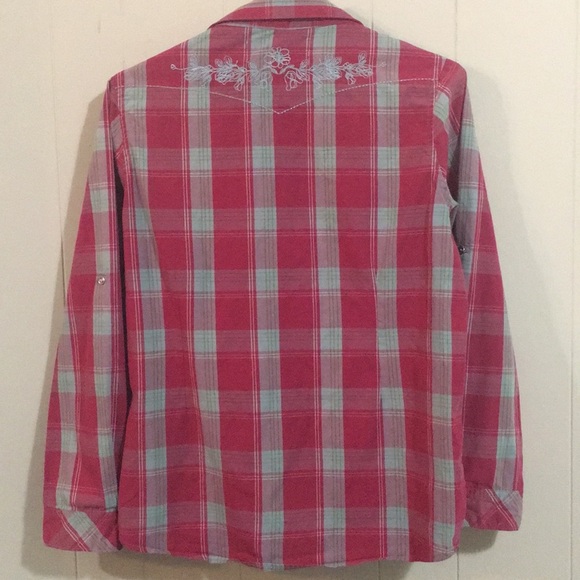 Bit & Bridle Western Plaid Embroidered Snap Front - Picture 5 of 6